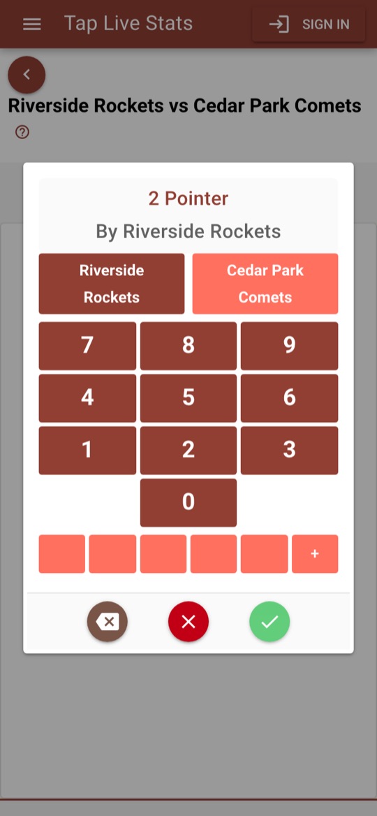 The number pad for a 2 Pointer, with team buttons, keypad and quick-select slots