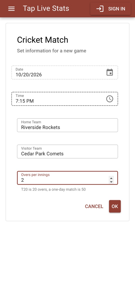 Creating a 2-over match between the Riverside Rockets and Cedar Park Comets