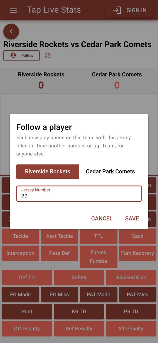 Following jersey 22 on the Riverside Rockets
