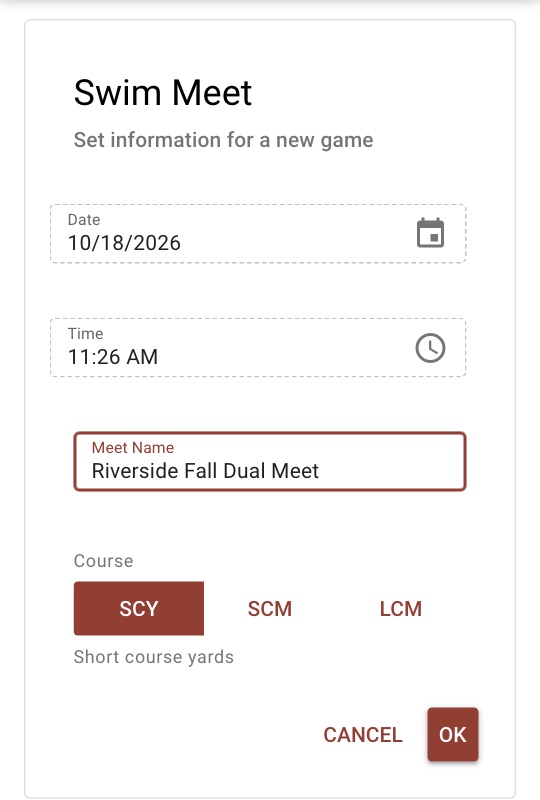 Creating the Riverside Fall Dual Meet as a short course yards meet